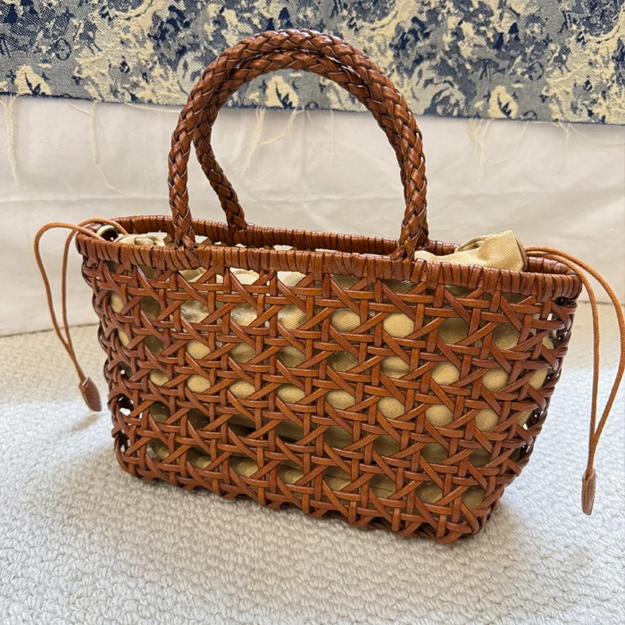 真皮纯手工编织镂空夏季编织包包编方包单肩斜跨女包休闲百搭时尚