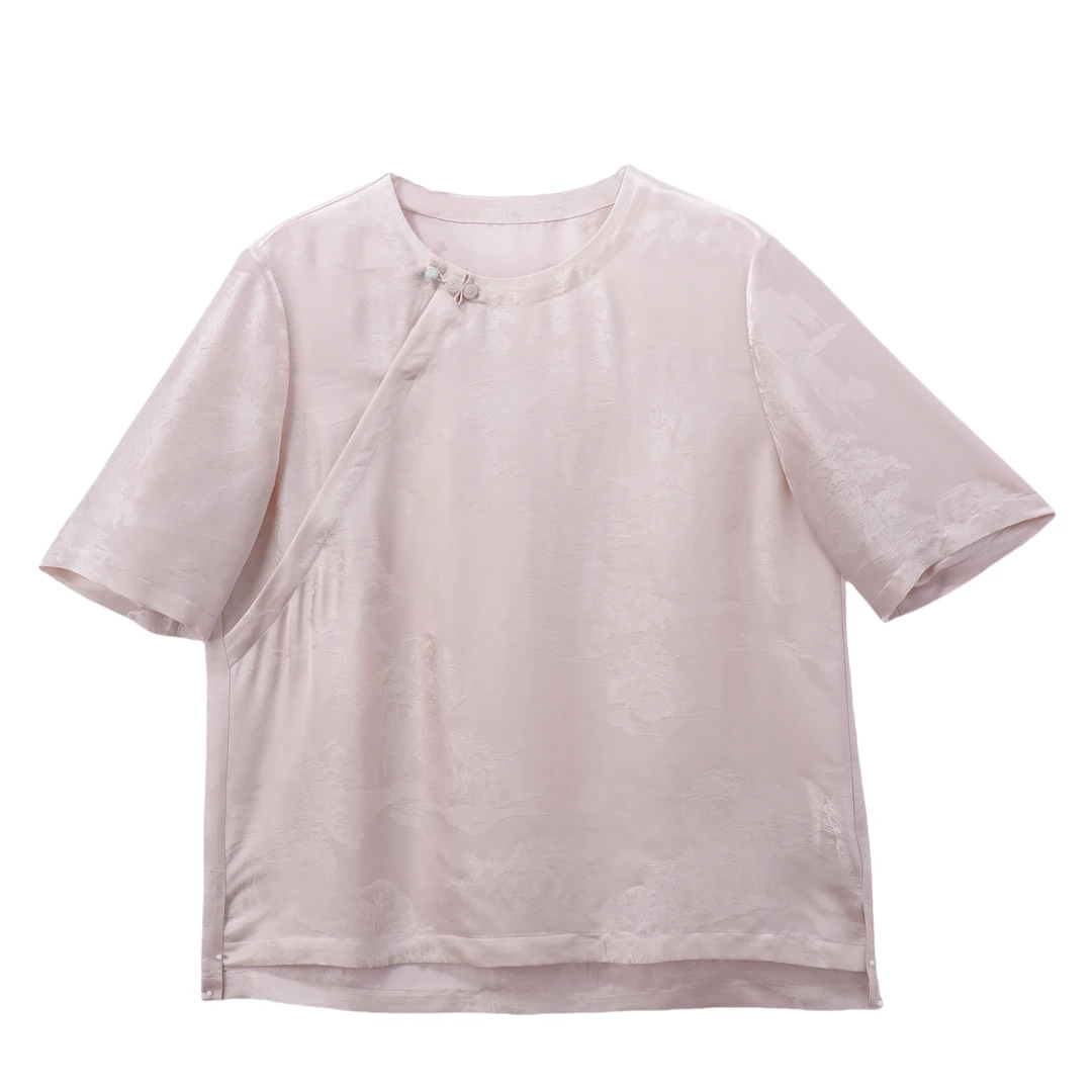 诗琪-YZQS256537新中式桑蚕丝中国风复古时尚百搭衬衫上衣女装