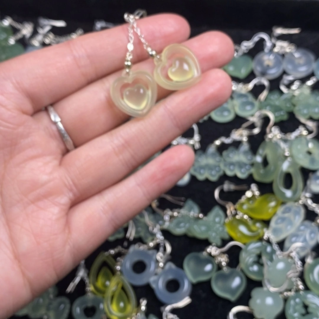 蛇纹石玉未镶嵌挂件耳饰耳环项链