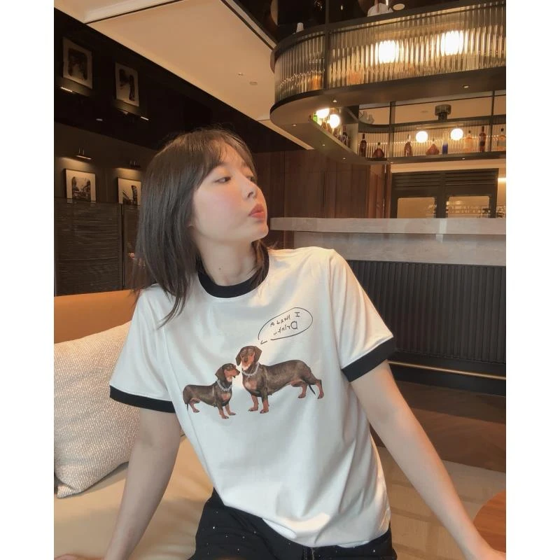 BETTER JOELAY -猫女郎【汉锦华裳】百搭时尚微宽松短袖T恤KH1951