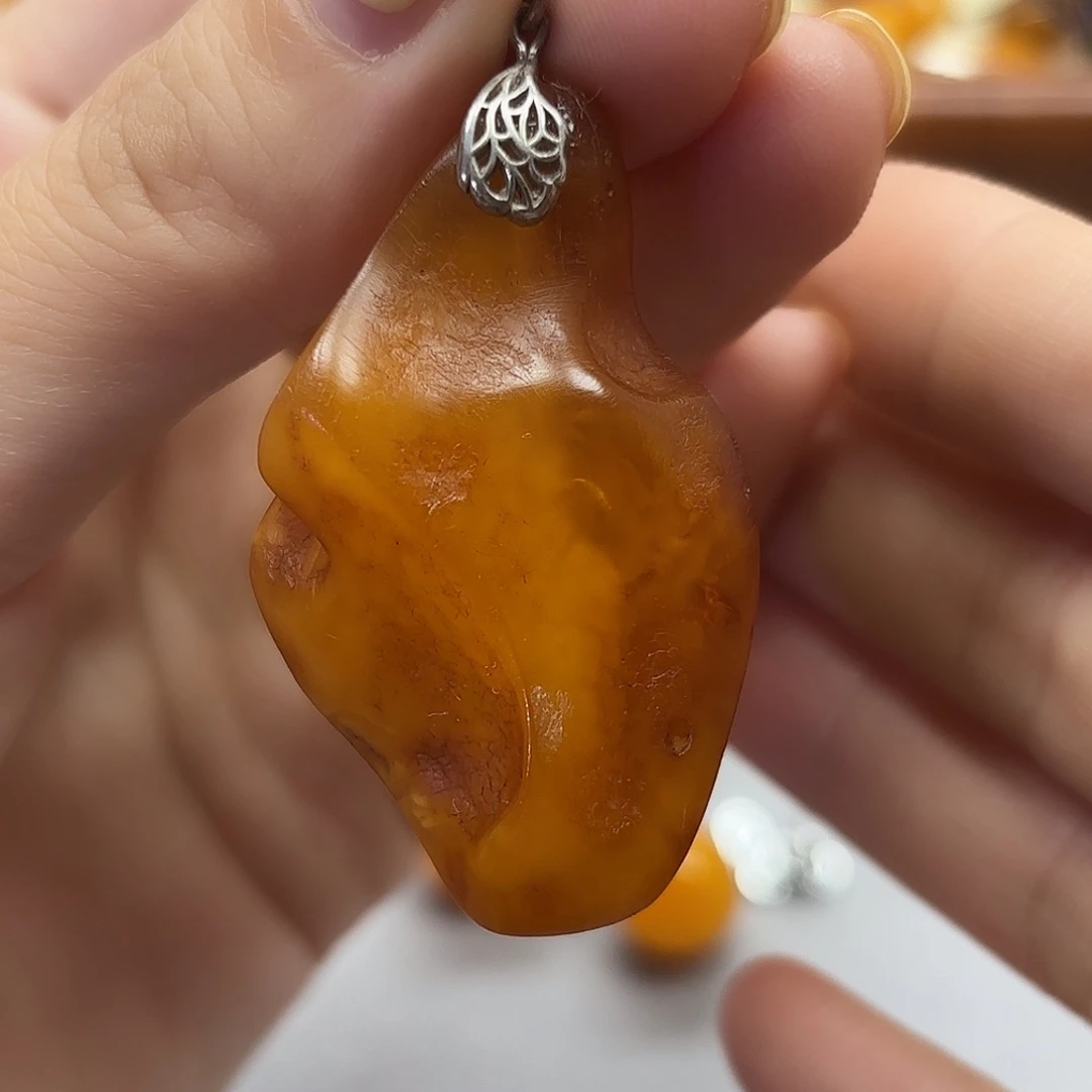 银S925镶嵌吊坠(不含链)蜜蜡吊坠