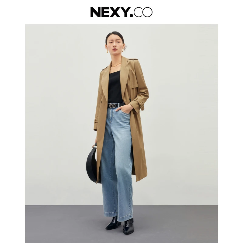 【晨粉专享价】NEXY.CO/奈蔻|经典百搭风衣赫本风外套中长款