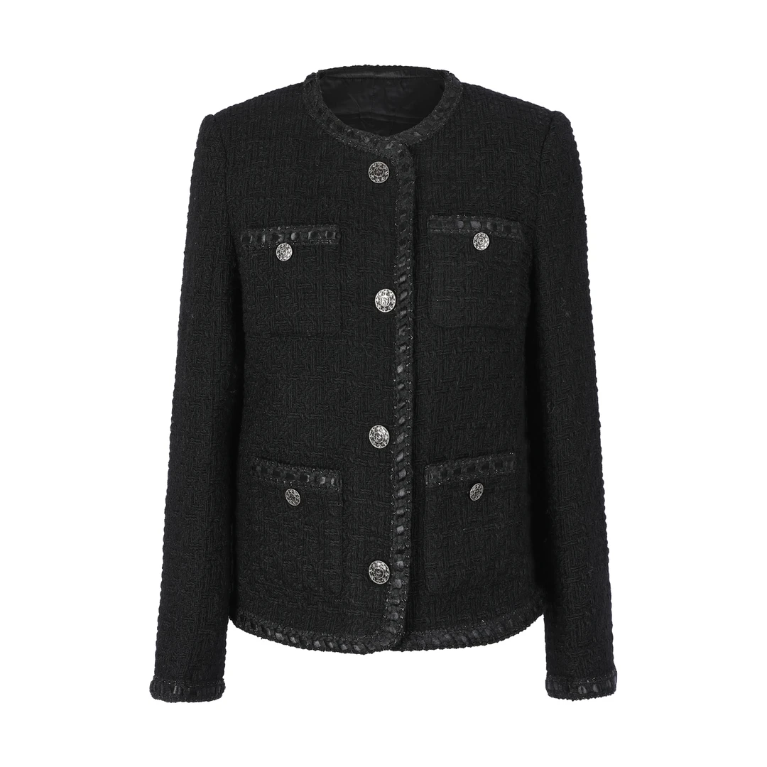 【商场同款 品牌订单】经典小香风粗花呢黑色外套9050