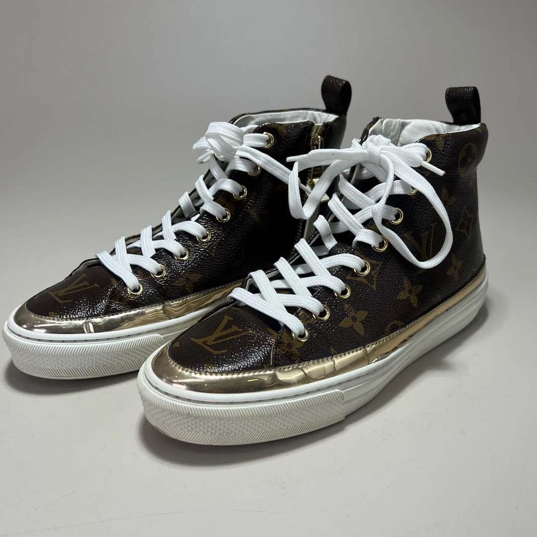95新 LouisVuitton/路易威登 LV STELLAR老花满LOGO高帮板鞋14919