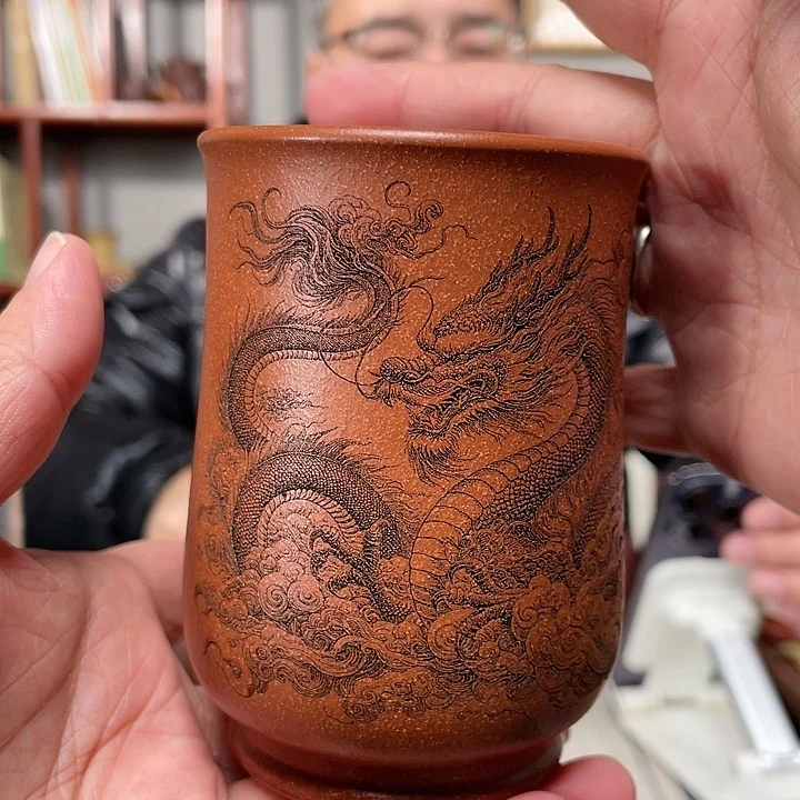 段泥茶杯红降坡捂手杯