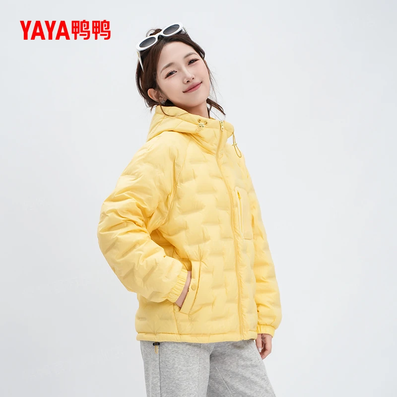 YAYA/鸭鸭90绒羽绒服女短款户外运动风保暖简约风外套YE5B001797P
