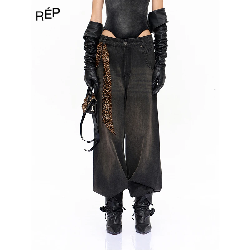 REP-CNLEEWEI设计师品牌牛仔黑复古宽松牛仔裤 25FW秋冬