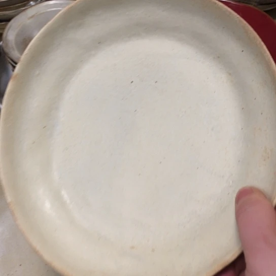 瓷片微瑕粗陶九寸深盘两个一组