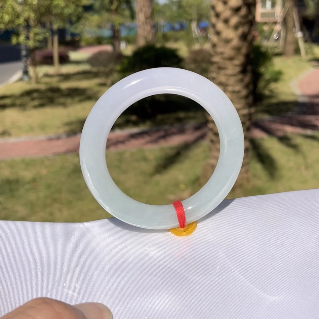 翡翠未镶嵌手镯53紫色半山水圆条