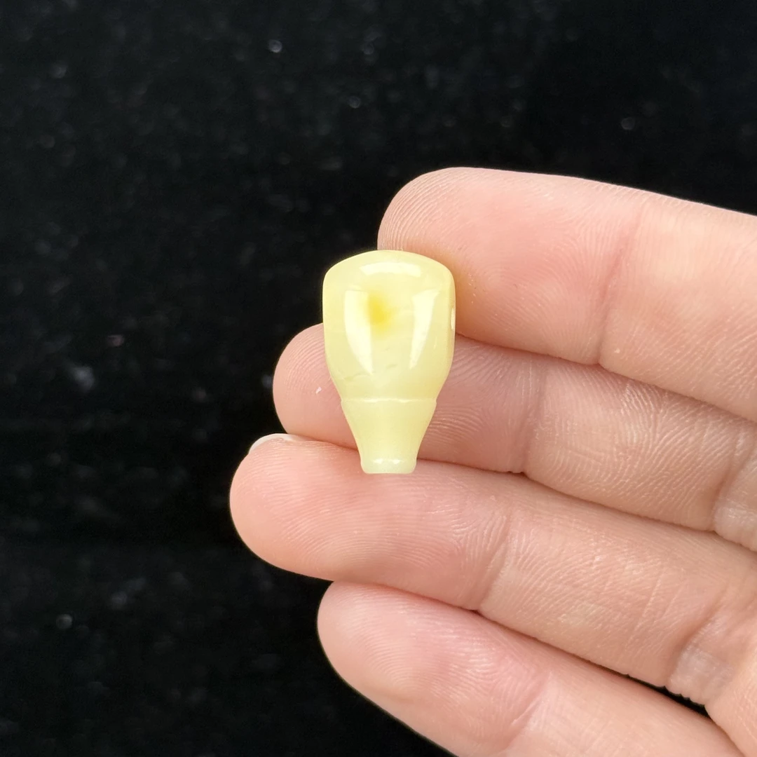 M1481 天然蜜蜡俄料白花三通11.3*19.6mm 1.27克