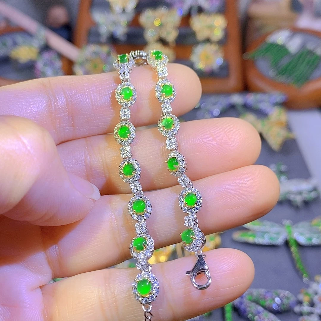 颈饰银S925镶嵌翡翠