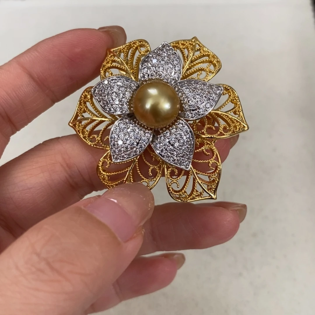 合金胸针海水珍珠