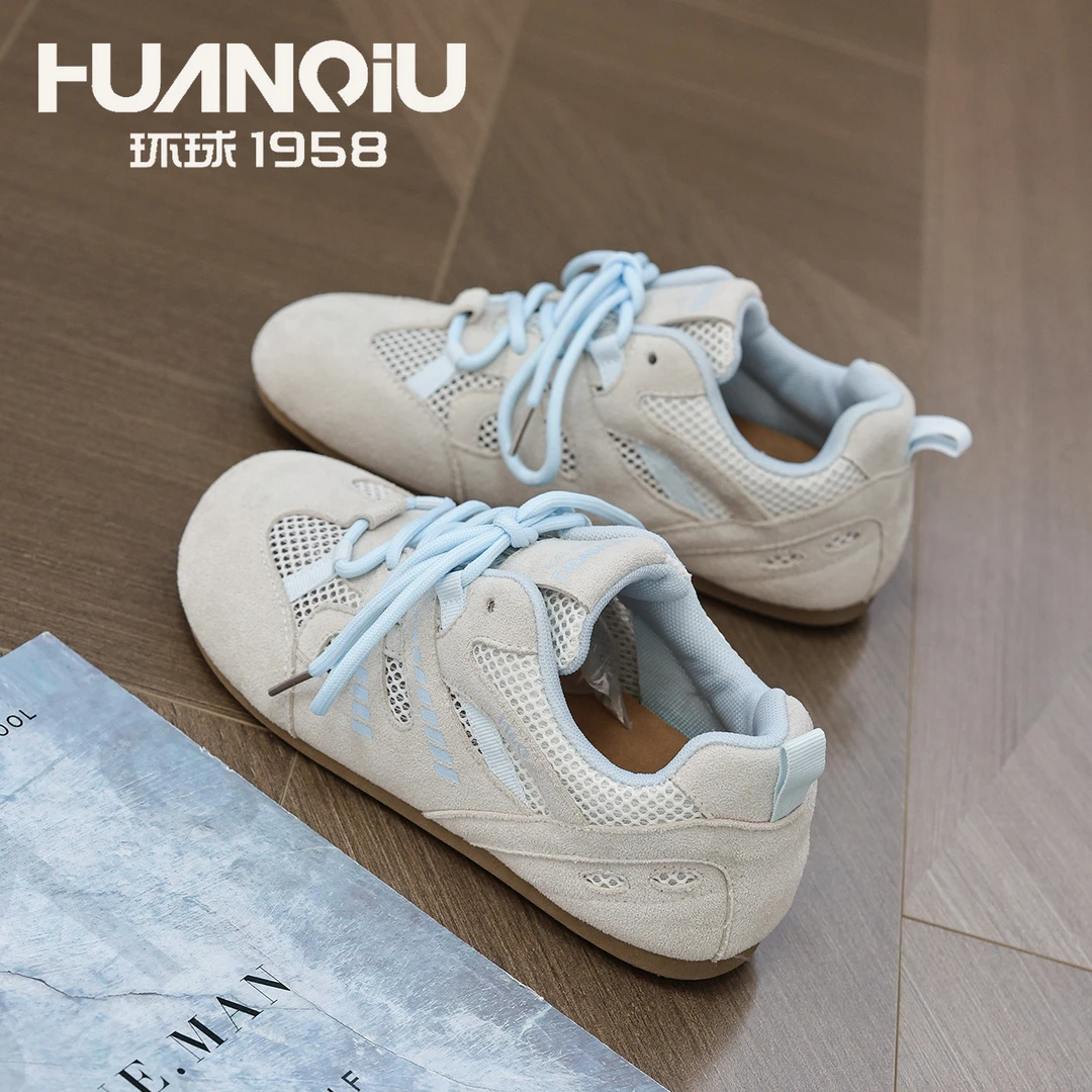 HUANQIU/环球2025夏季新款网纱透气休闲德训鞋舒适百搭软底阿甘鞋