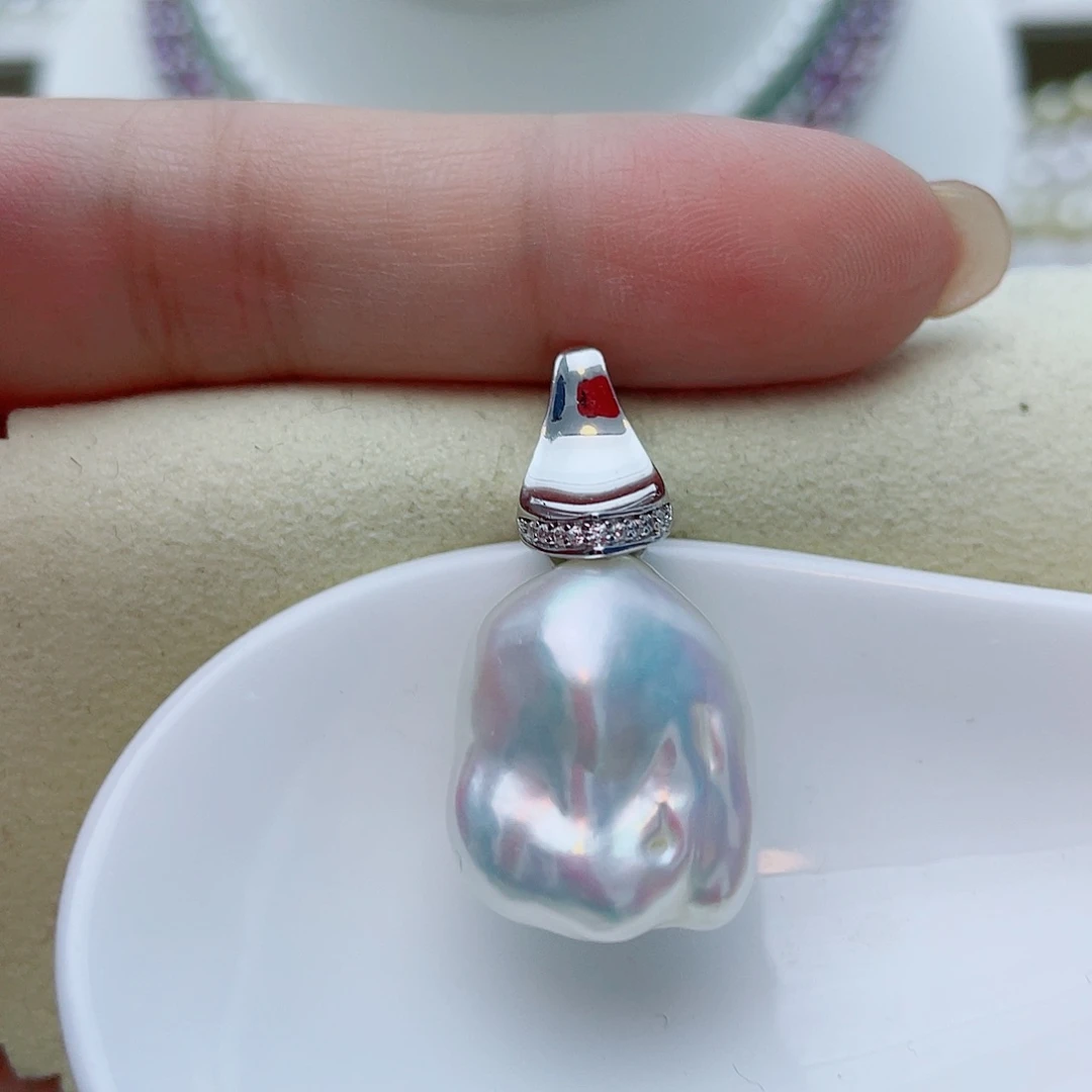 淡水珍珠银S925镶嵌颈饰w19