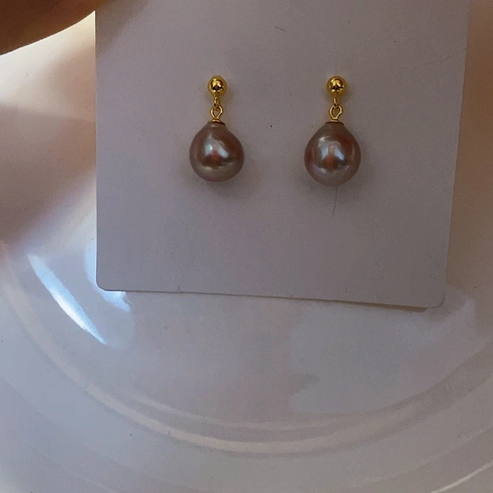 耳饰银S925镶嵌淡水珍珠