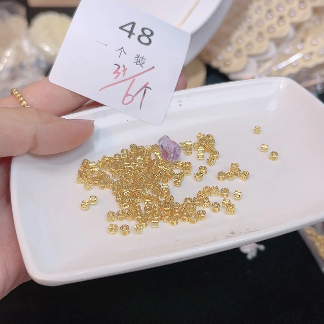 水晶珠宝半成品银S925镀金镶嵌48