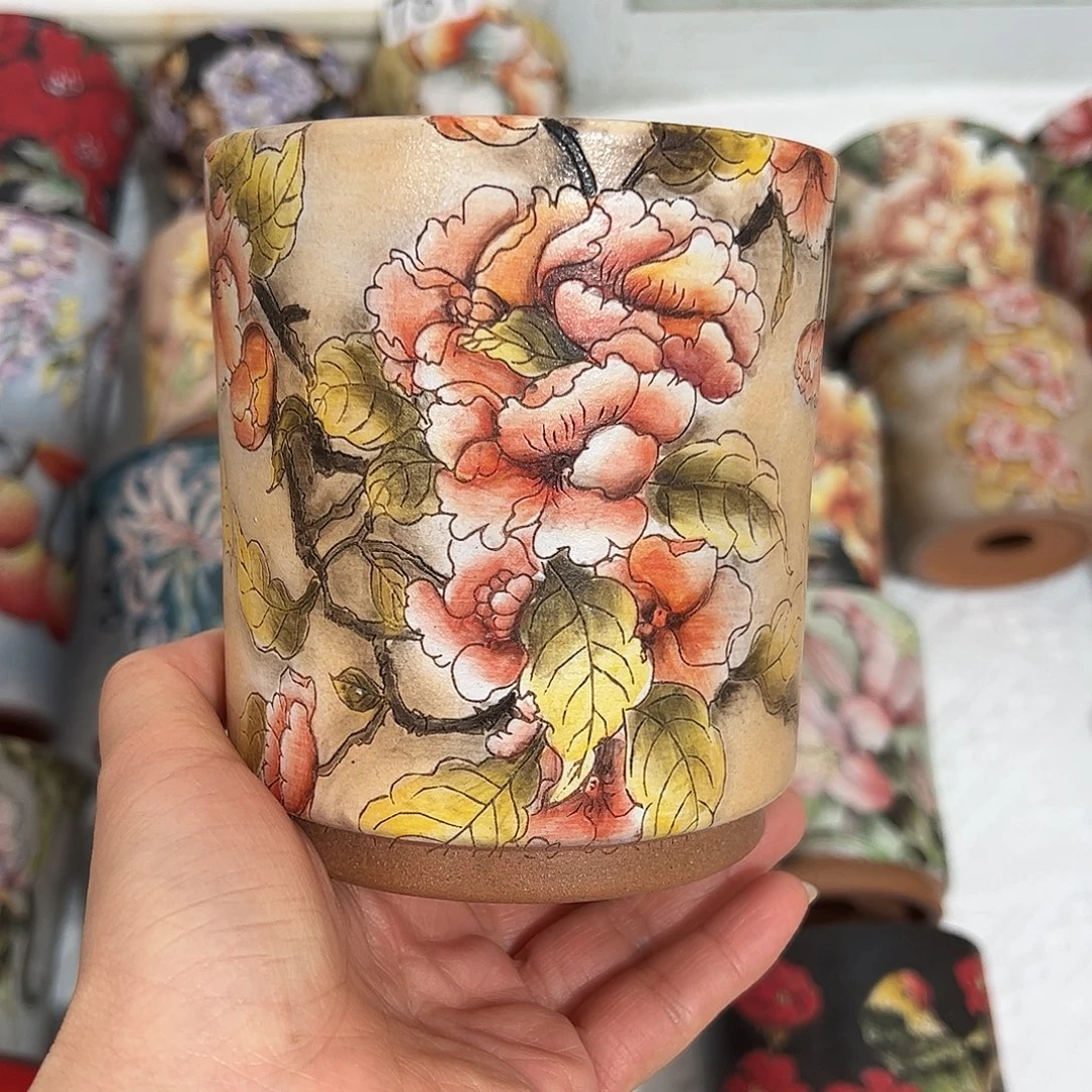 景德镇炫彩手绘口9.5高12