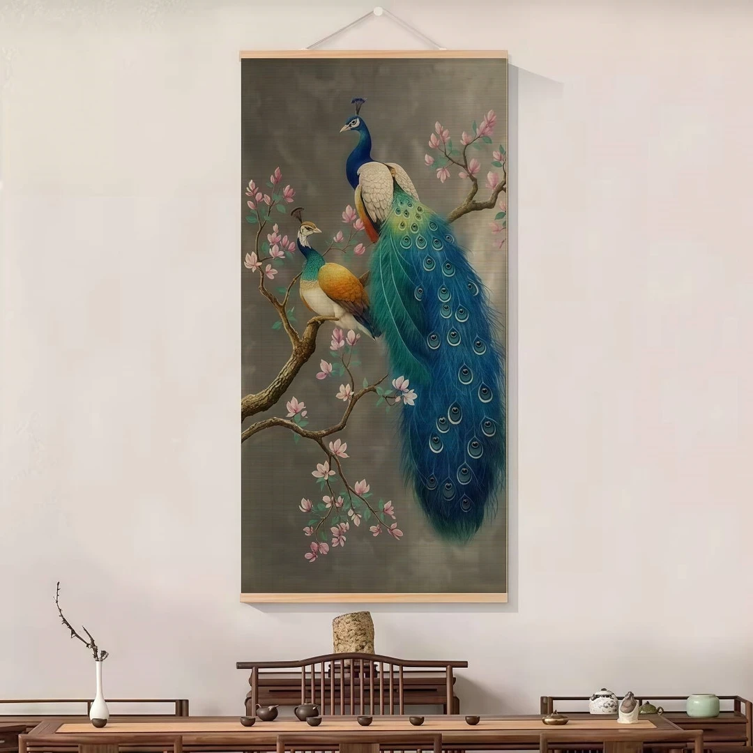 【孔雀系列】竹编画玄关竹帘挂画卧室客厅餐厅茶室书房装饰竹子挂画