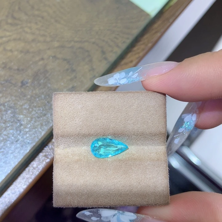 未镶嵌珠宝半成品帕拉依巴碧玺1.28ct天然霓虹蓝帕拉伊巴
