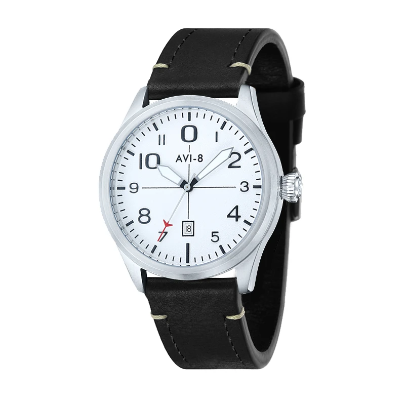 AVI-8英国飞行员腕表大三针带日历石英腕表男士