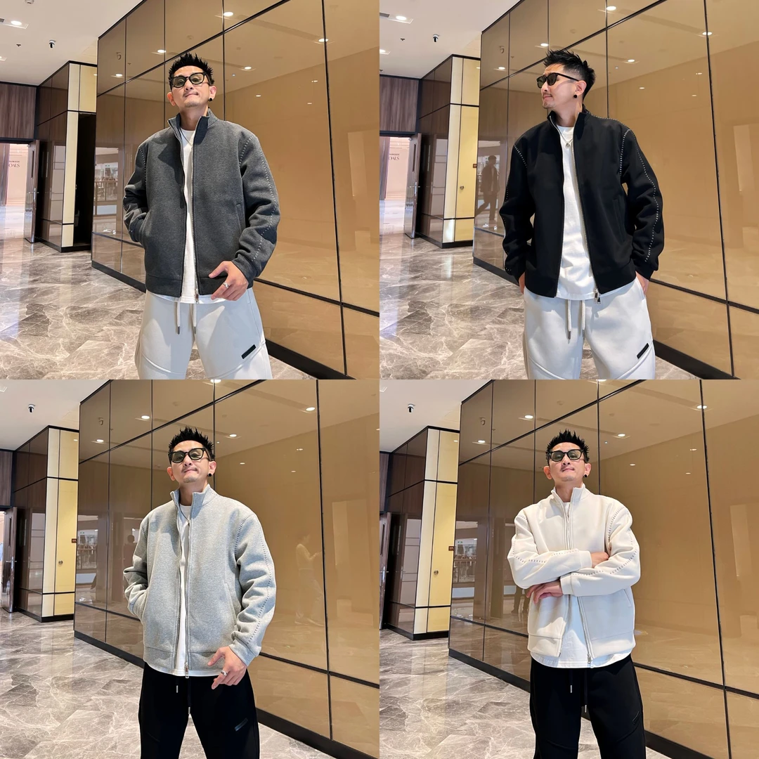 秋冬新款时尚爆款百搭休闲男装纯色拉链夹克外套短款