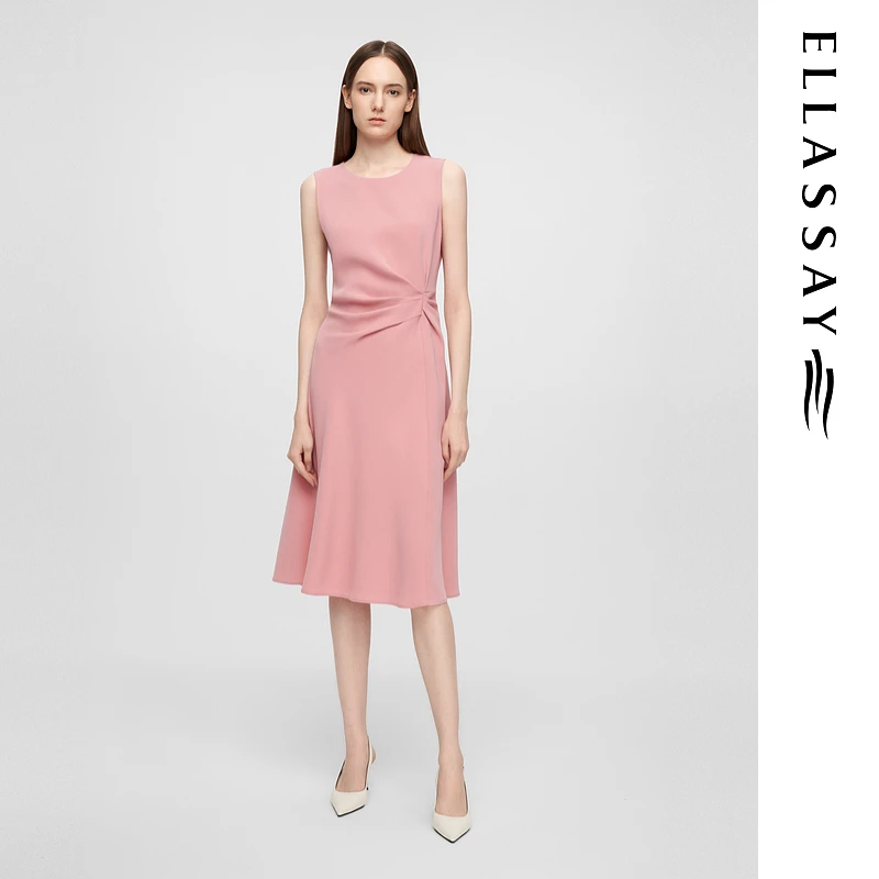 ELLASSAY歌力思2025夏季新款粉色气质掐腰连衣裙女EWE362Y15900
