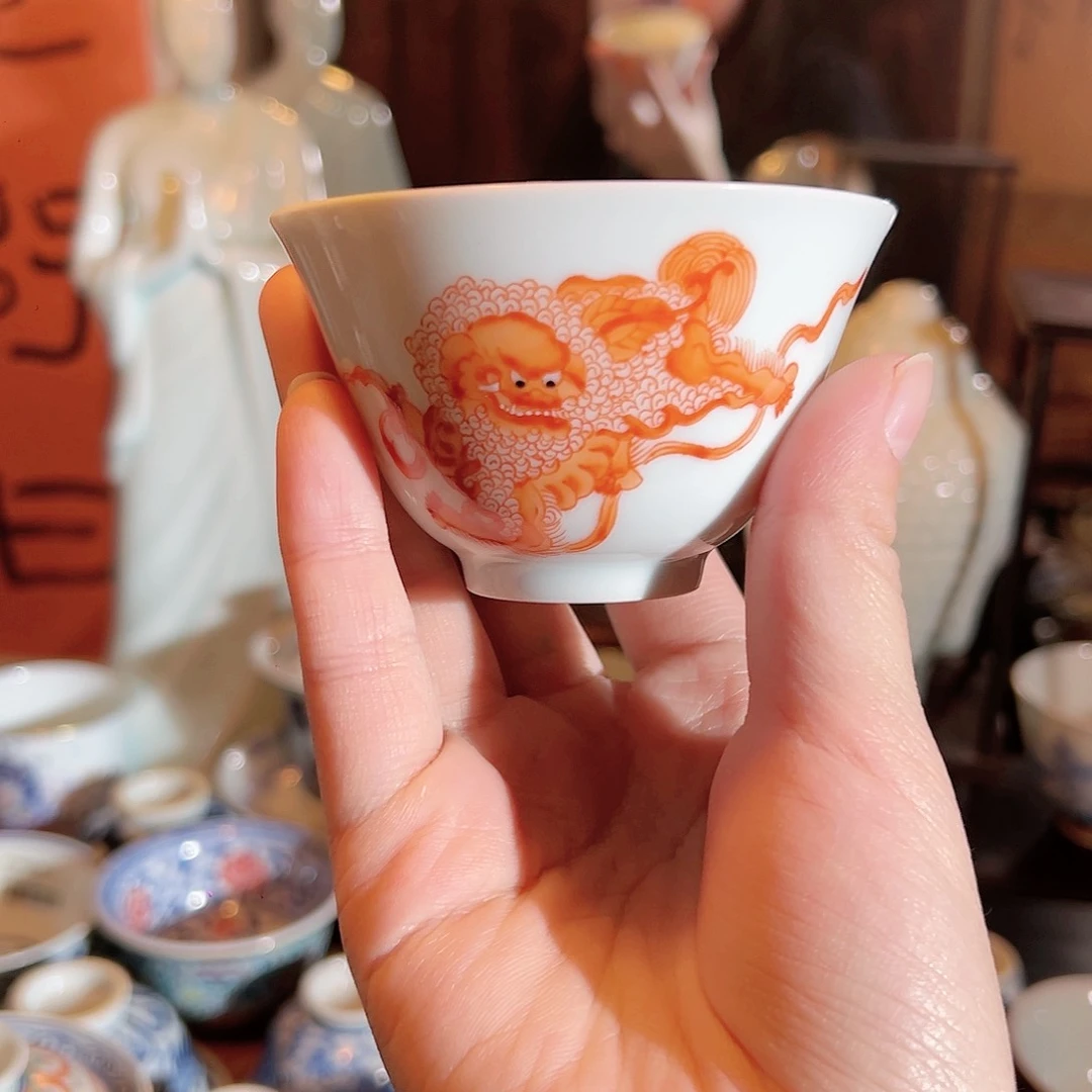 景德镇陶瓷狮子主人杯