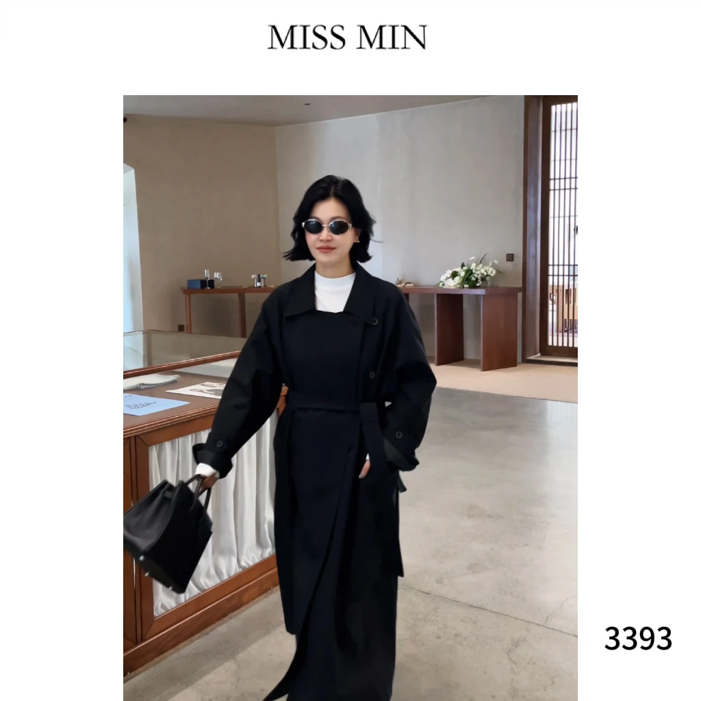 MISS MIN【藏匿时光】韩版翻领设计小众衣服宽松气质显瘦风衣3393