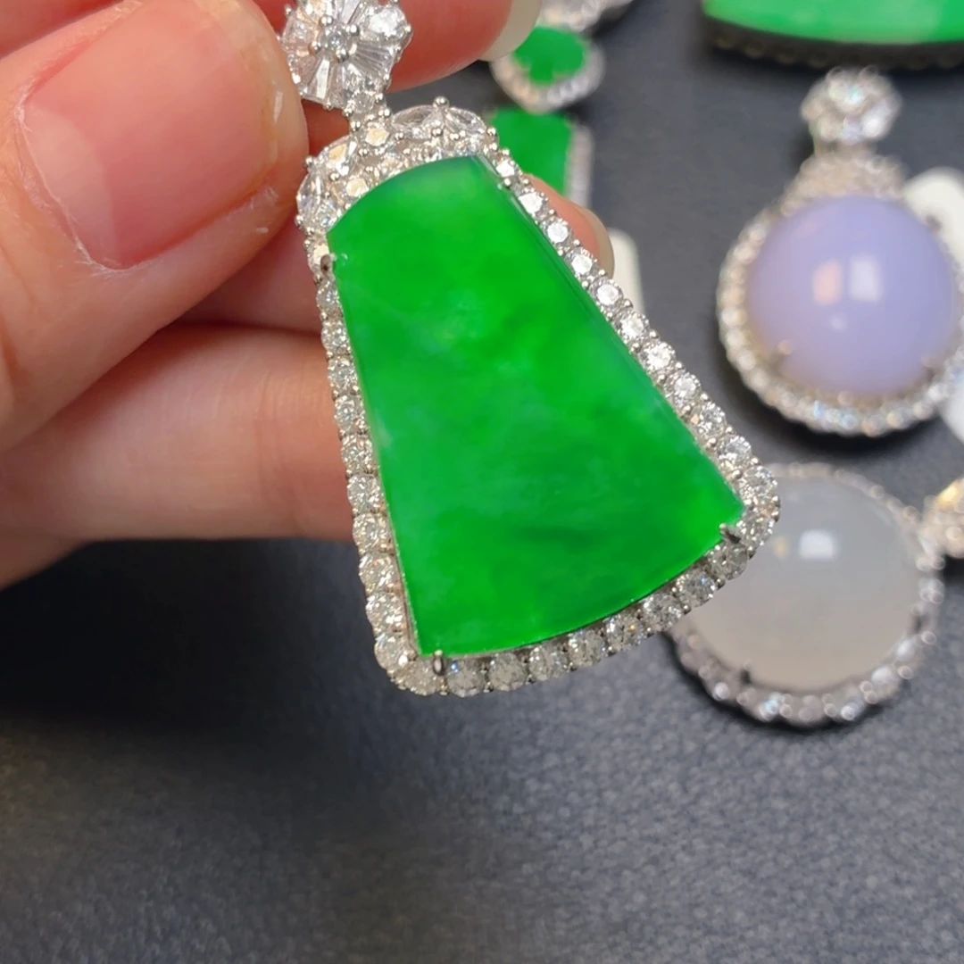 翡翠银S925镶嵌吊坠(不含链)