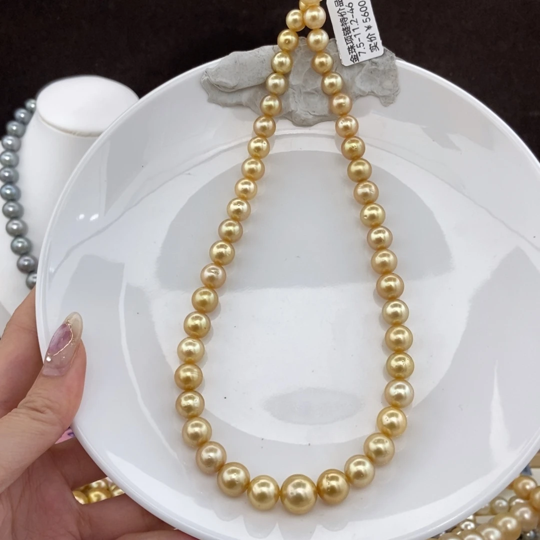 银S925镶嵌海水珍珠项链7-11/46颗 特价5600