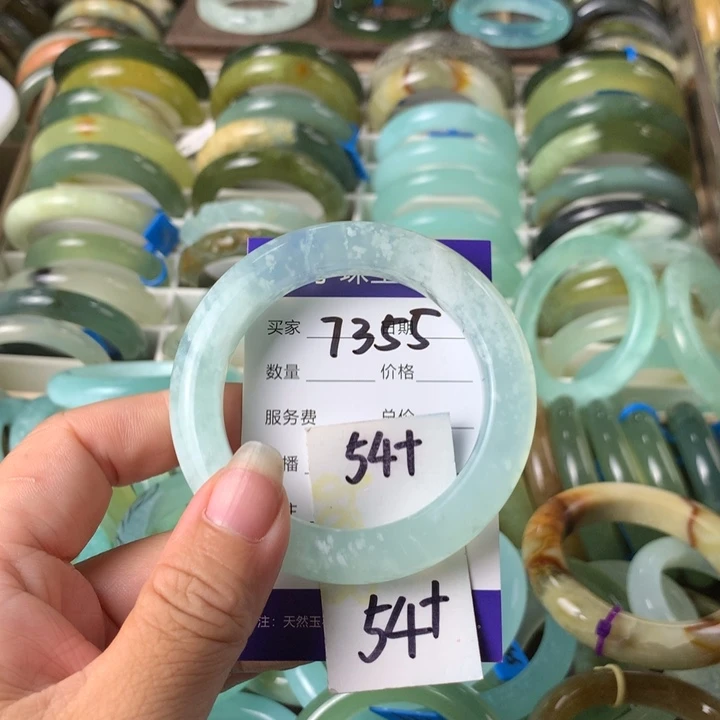 未镶嵌蛇纹石玉手镯7355