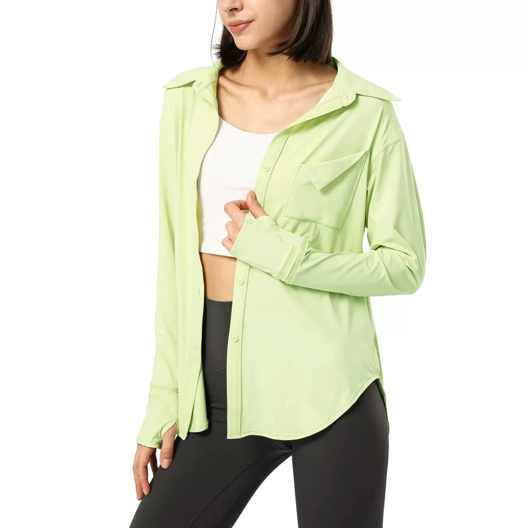 冰丝速干奶皮锦纶瑜伽健身跑步骑行旅行防晒运动外套