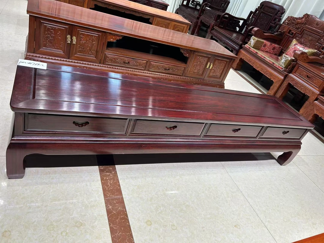 红木家具柬埔寨黑酸枝木电视柜4抽素面全实木原木电视柜