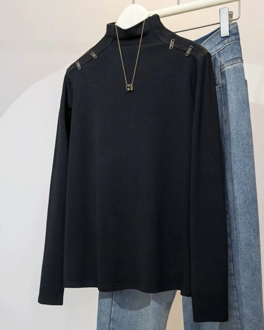 新疆包邮“暖煦柔臻”9223#赔钱清货no退 无配饰半高领T恤(衣长58)