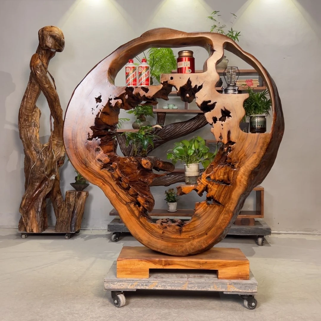 不***业香樟木整体无拼接博古架