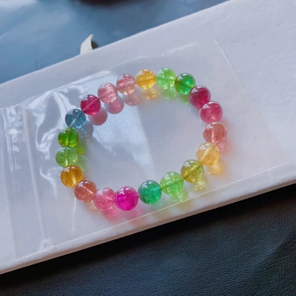 好看又不贵的碧玺手链 颜色不发黑不发暗彩虹碧玺手链 天然彩虹