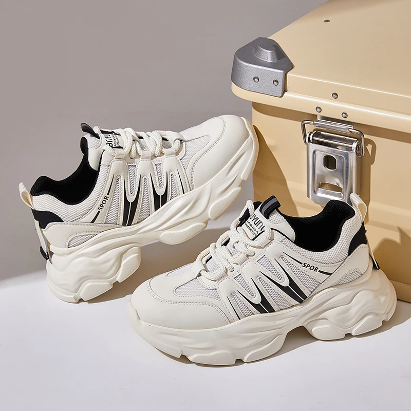 万达撤柜老爹鞋女2025年春夏新款韩版真皮厚底增高透气百搭运动鞋