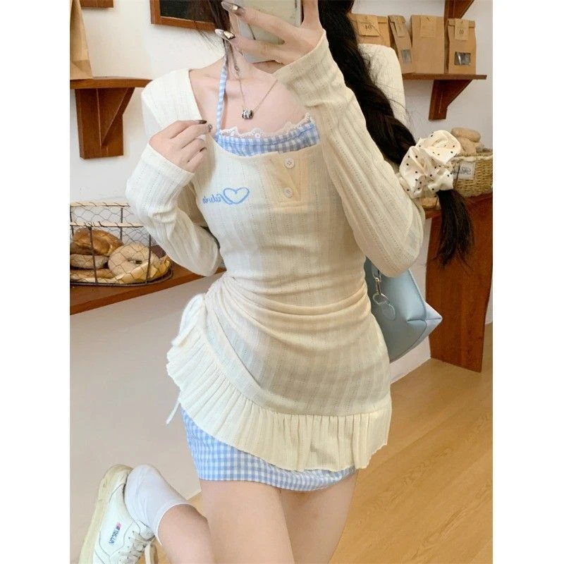 纯欲甜美中国风两件套连衣裙女收腰显瘦短裙2025春季新款女装裙子