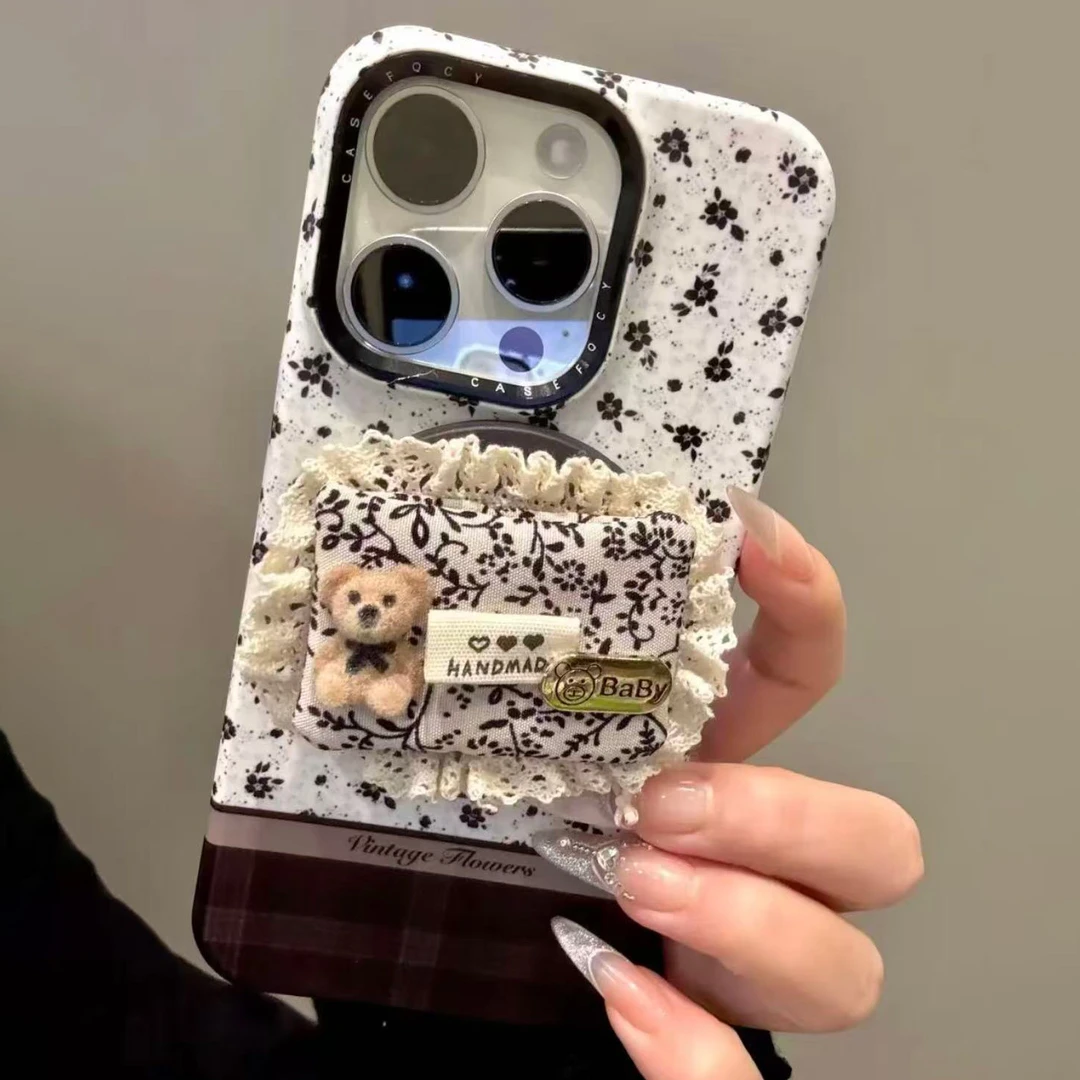 唯美小清新碎花磁吸适用iPhone17promax手机壳苹果16Pro少女15/14