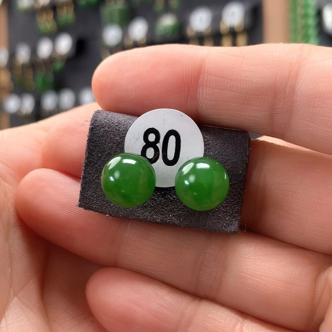 和田玉耳饰18K金镶嵌