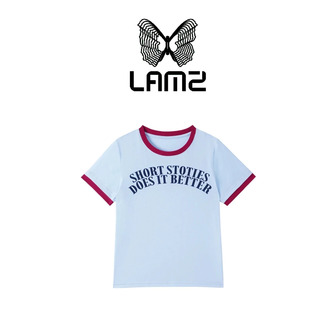 lamz 秋冬韩版简约字母印花百搭圆领休闲t恤 52TX1049
