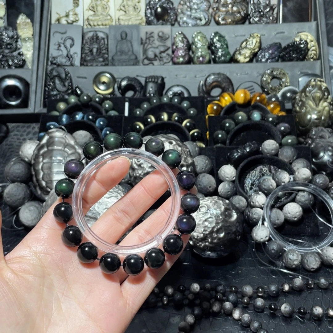 ༺***༻黑曜岩未镶嵌珠宝奇石