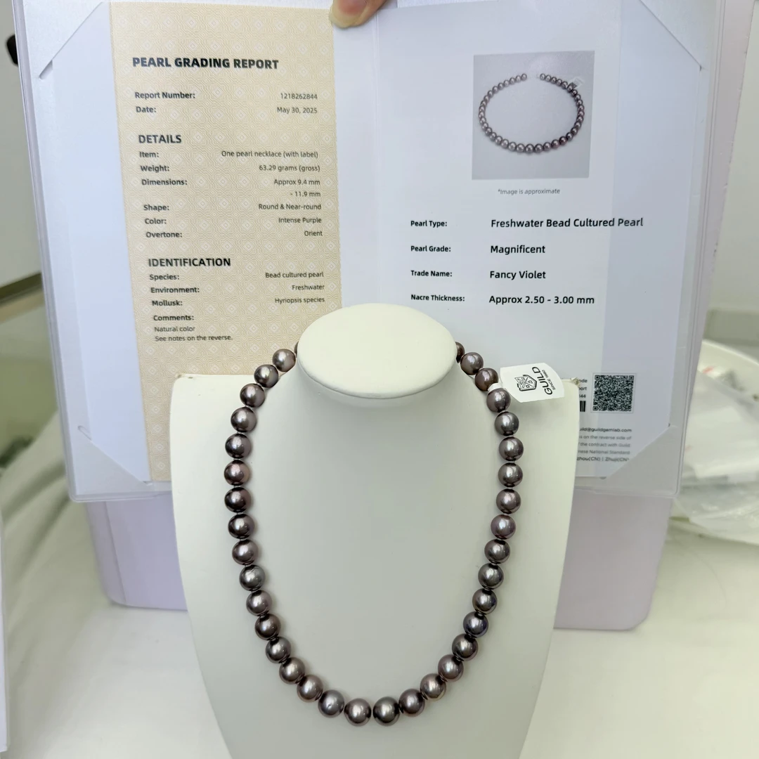 吉尔德四星 天然淡水珍珠 鎏金紫紫珠全珠链