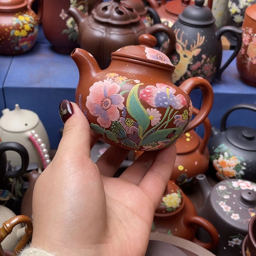 青***荷红泥茶杯紫砂主人杯200c