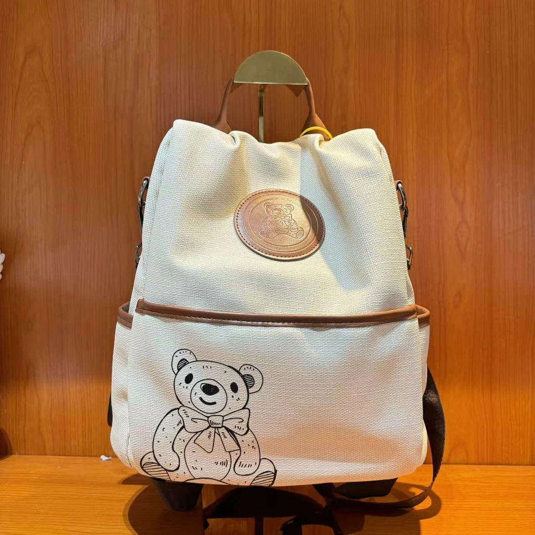 耐磨民族风多功能双肩包中号经典印花小熊款双根
