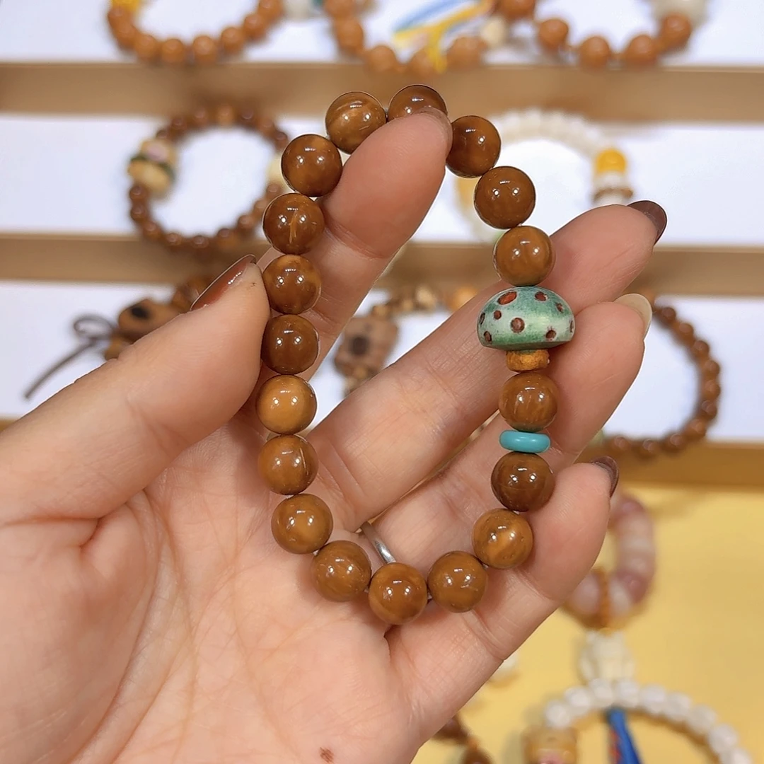 手串星月菩提库克10mm特级鹿角根付蘑菇