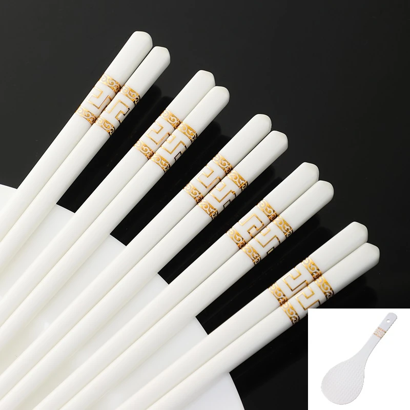 发金如意骨瓷筷子10双+饭铲(不带礼盒)   破损 联系客服