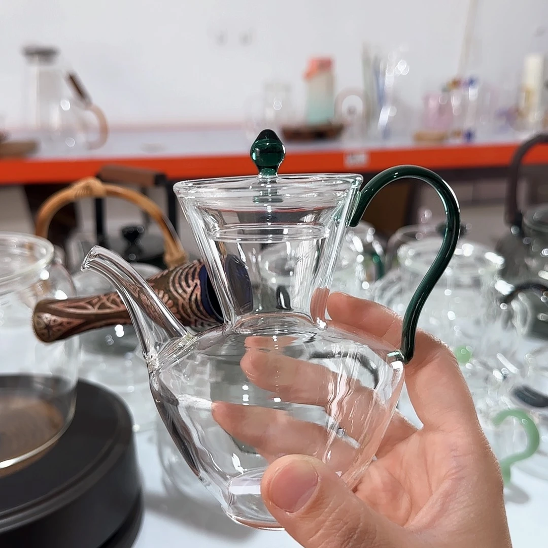 299带盖子青柑壶墨绿把手