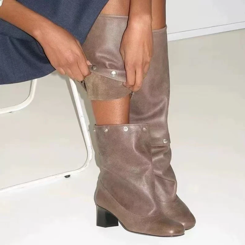 真皮牛皮长筒靴 黑色棕色可拆卸多种穿法靴子4743