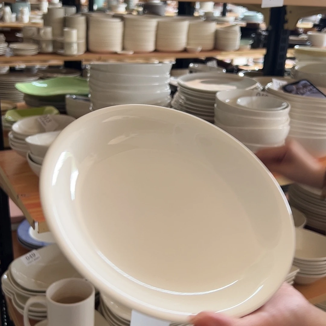 新骨瓷062微瑕暖白8.25寸反口深盘